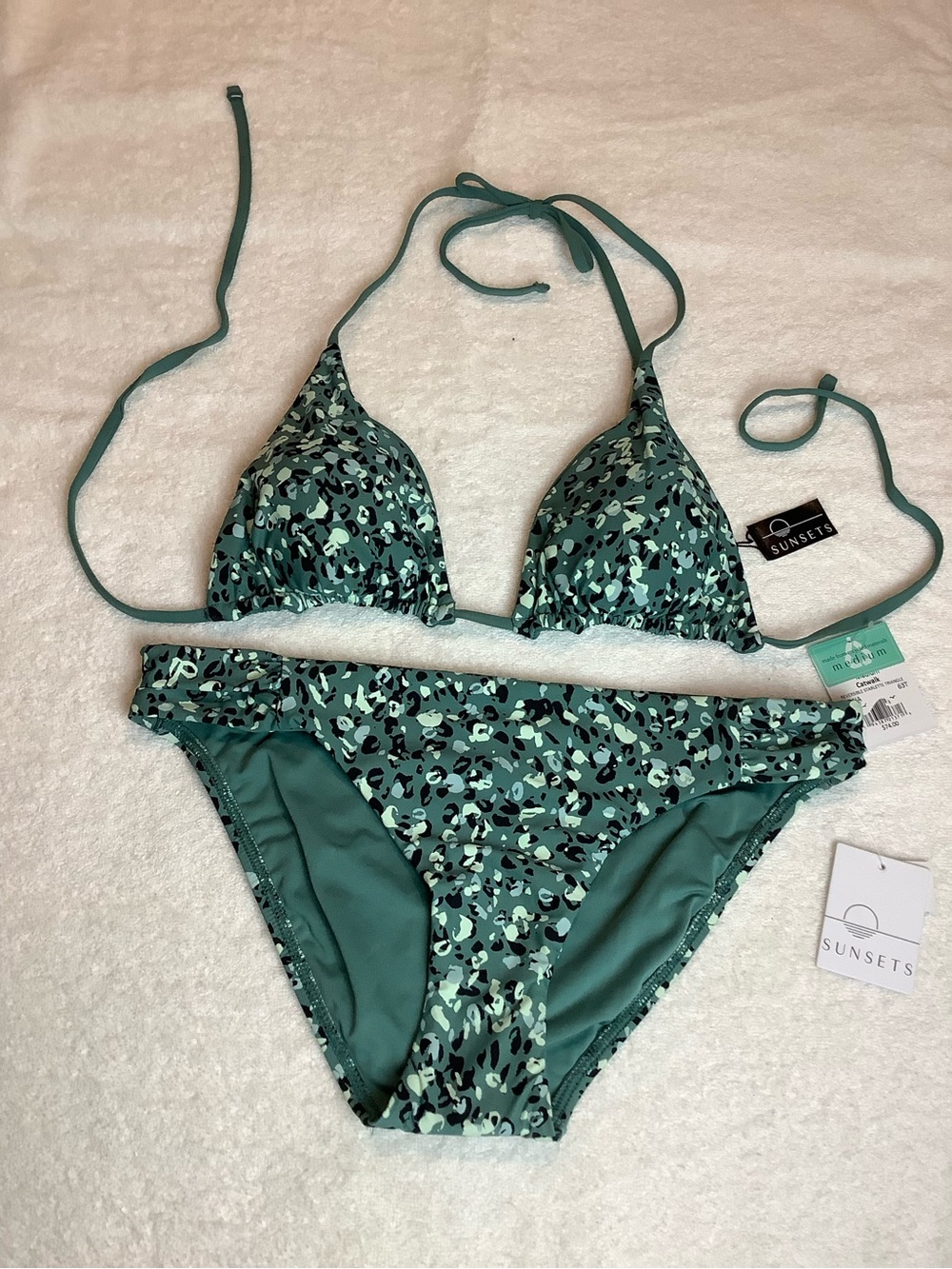 NWT sz MED Sunsets Reversible Catwalk Starlette Triangle and Hipster Bikini Set